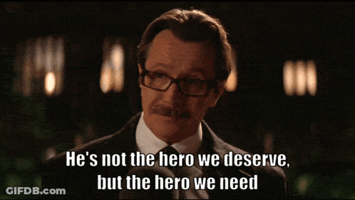 Man With Glasses And Mustache Says Not The Hero We Deserve GIF