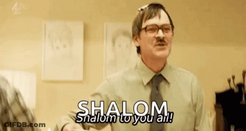 Man With Glasses And Mustache Says Shalom To You All GIF