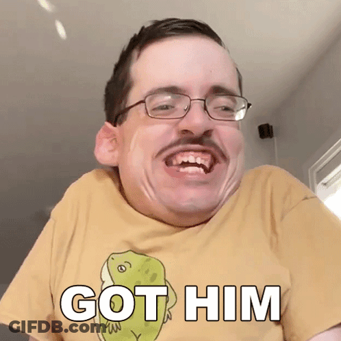 Man With Glasses And Mustache Wearing Got Him Shirt GIF