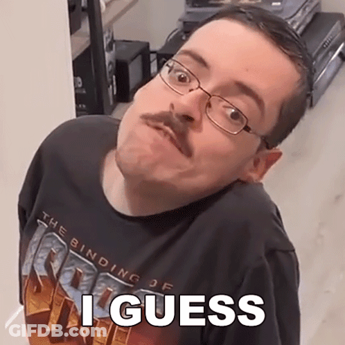 Man With Glasses And Mustache Wearing I Guess T-Shirt GIF