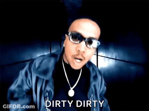 Man With Glasses And Necklace Saying Dirty Dirty GIF