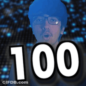 Man With Glasses And Number 100 GIF