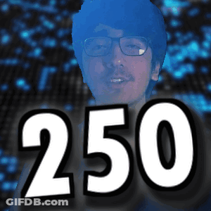 Man With Glasses And Number 250 GIF