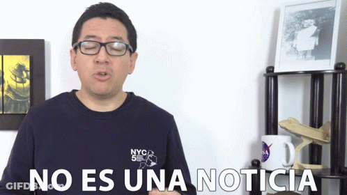 Man With Glasses And NYC Shirt Says No Es Una Noticia GIF