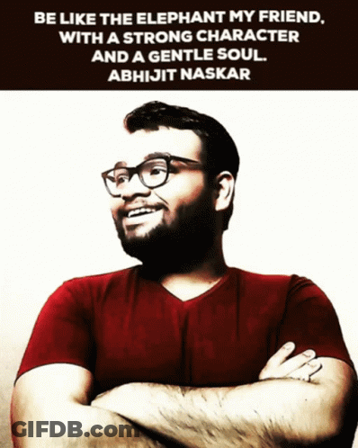Man With Glasses And Red Shirt And Abhijit Naskar Quote GIF
