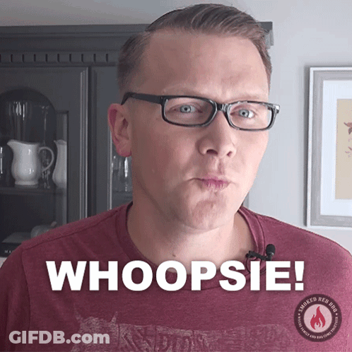 Man With Glasses And Red Shirt Saying Whoopsie GIF