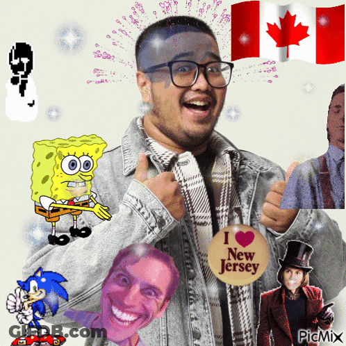 Man With Glasses And Scarf Holding I Love New Jersey Sign GIF
