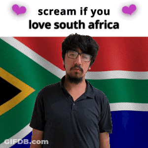 Man With Glasses And South Africa Flag Saying Scream If You Love South Africa GIF