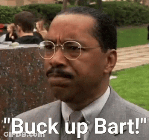 Man With Glasses And Suit Buck Up Bart GIF