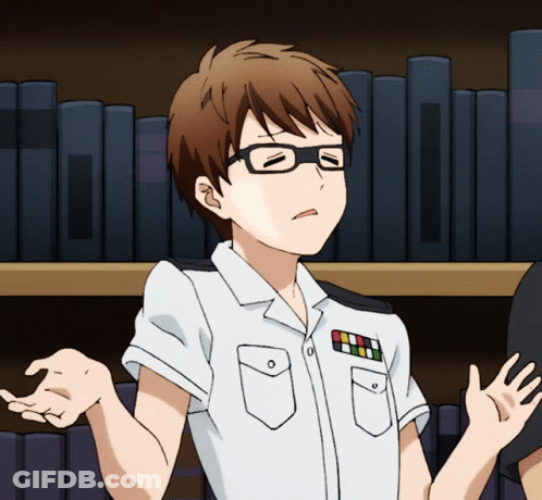 Man With Glasses And White Shirt By Bookshelf GIF