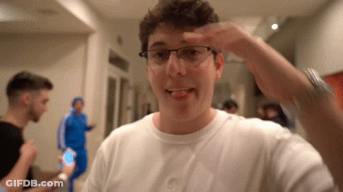 Man With Glasses And White T-Shirt Funny Face GIF