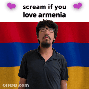Man With Glasses Armenian Flag Scream If You Love Armenia GIF