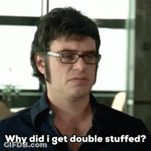 Man With Glasses Asking Why Did I Get Double Stuffed GIF