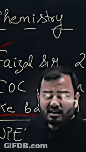 Man With Glasses At Chemistry Blackboard GIF
