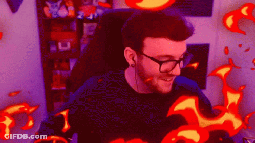 Man With Glasses At Flaming Computer GIF