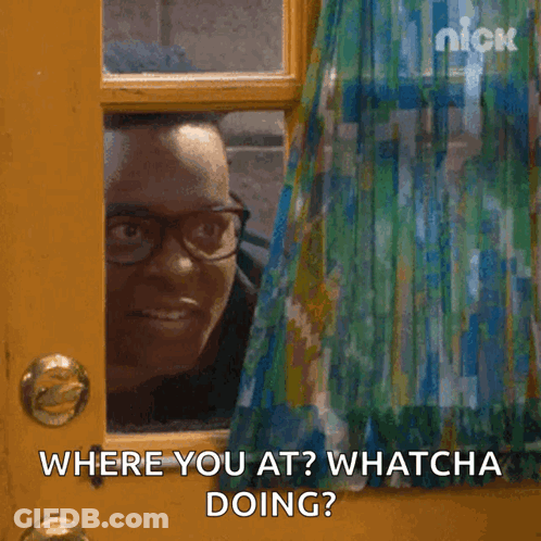 Man With Glasses At Window Saying Where You At GIF