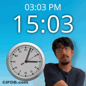 Man With Glasses Before Clock At 15:03 PM GIF