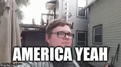 Man With Glasses Before House America Yeah GIF
