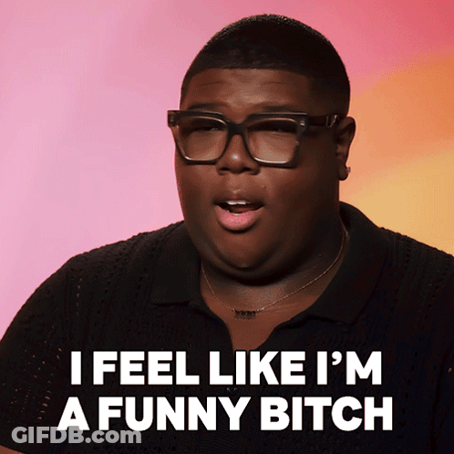 Man With Glasses Black Shirt Says I'm A Funny Bitch GIF