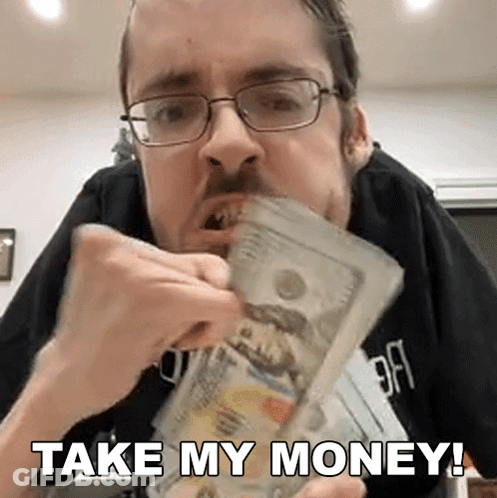 Man With Glasses Eating Money GIF