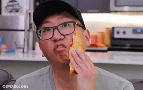 Man With Glasses Eating Pizza GIF