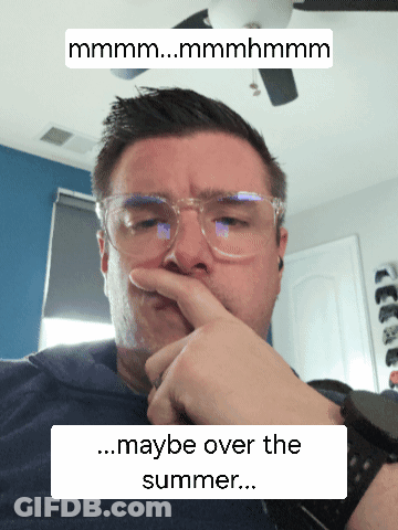 Man With Glasses Finger On Nose Saying Maybe Over The Summer GIF
