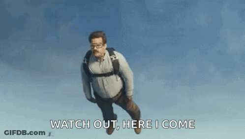 Man With Glasses Flying Saying Watch Out Here I Come GIF