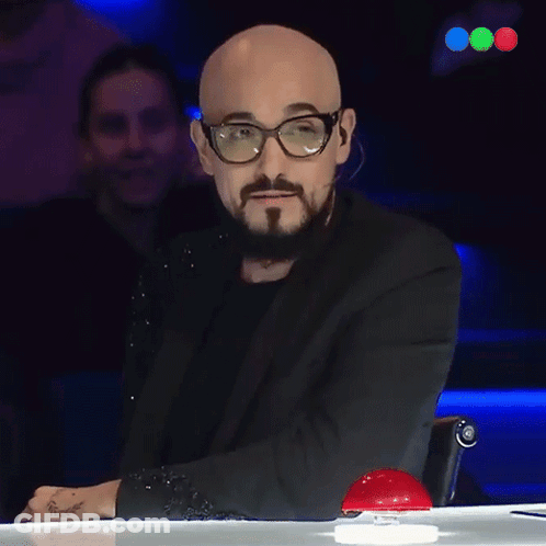 Man With Glasses Hat Says Hopefully Blue Background GIF