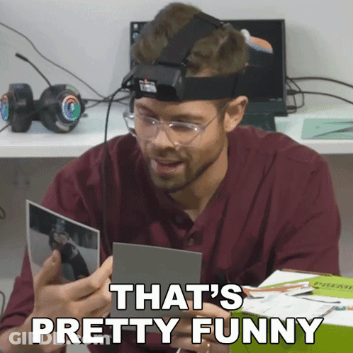 Man With Glasses Headband Saying That's Pretty Funny GIF