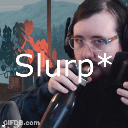 Man With Glasses Headphones Drinking Bottle Slurp GIF