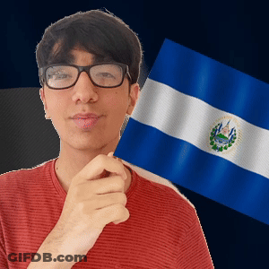 Man With Glasses Holding Blue And White Flag GIF