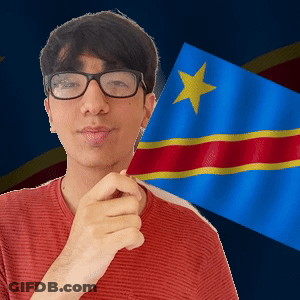 Man With Glasses Holding Blue Flag With Yellow Star GIF