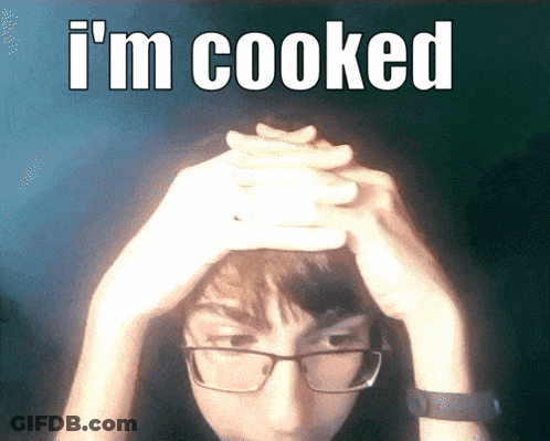 Man With Glasses Holding Head Saying I'm Cooked GIF