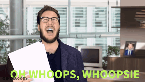 Man With Glasses Holding Paper Saying Oh Whoops Whoopsie GIF