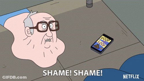 Man With Glasses Holding Phone Saying Poop Loop GIF