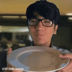 Man With Glasses Holding Plate GIF
