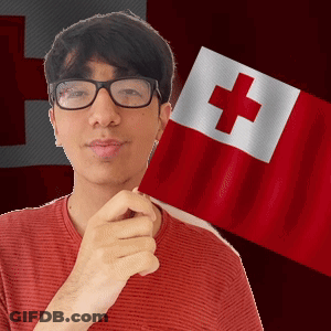 Man With Glasses Holding Red And White Cross Flag GIF