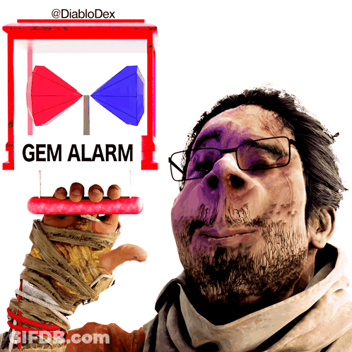 Man With Glasses Holding Red Box Says Gem Alarm GIF