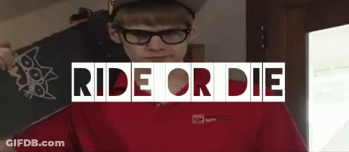 Man With Glasses Holding Skateboard Ride Or Die GIF