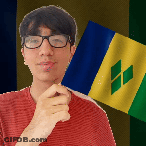 Man With Glasses Holding Small Flag GIF