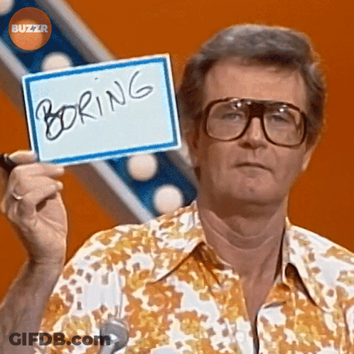 Man With Glasses Holding Up Card Saying Boring GIF