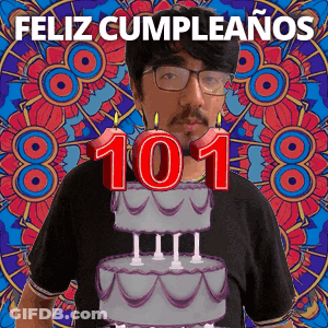 Man With Glasses In Front Of 101 Cake GIF
