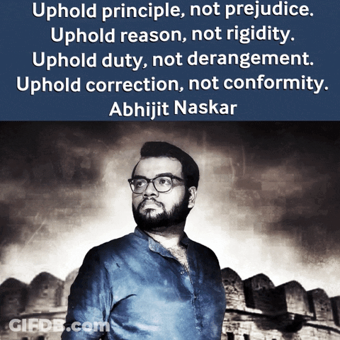 Man With Glasses In Front Of Abhijit Naskar Quote GIF