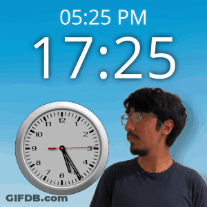 Man With Glasses In Front Of Clock 17:25 GIF