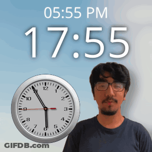 Man With Glasses In Front Of Clock 17:55 GIF