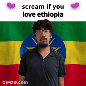 Man With Glasses In Front Of Ethiopian Flag GIF