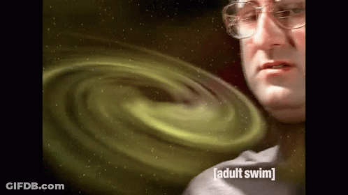 Man With Glasses In Front Of Green Adult Swim Swirl GIF