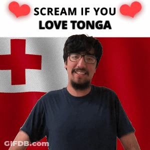 Man With Glasses In Front Of Tonga Flag GIF