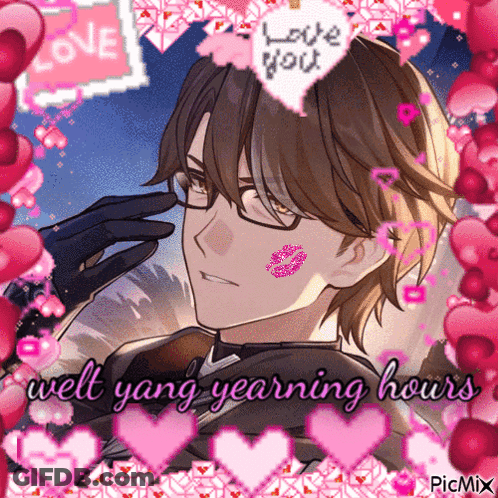 Man With Glasses Kiss Cheek Hearts Love You GIF