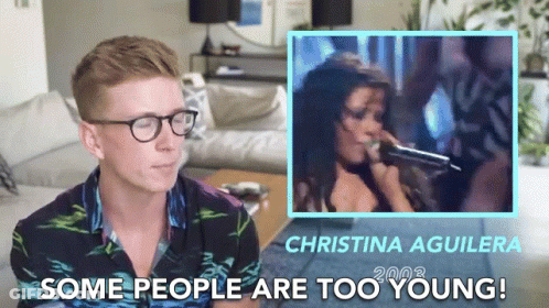 Man With Glasses Looking At Christina Aguilera 2003 Picture GIF